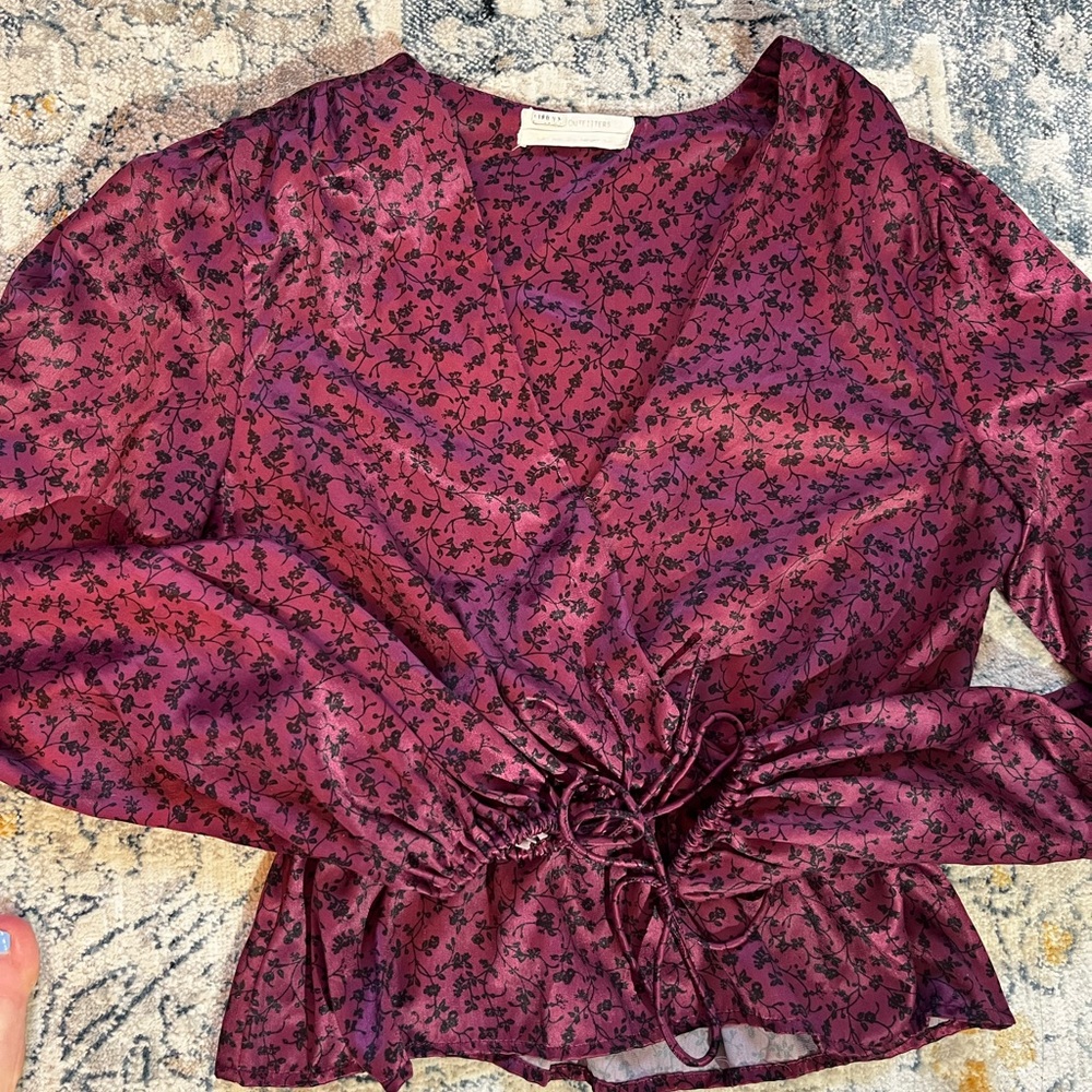 Floral Burgundy Wrap Top